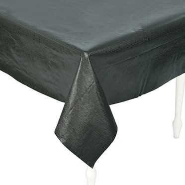 Carnation Home Fashions Vinyl Tablecloth with Polyester Flannel Backing Black Luxury Home SFLN-52/16 52-Inch 